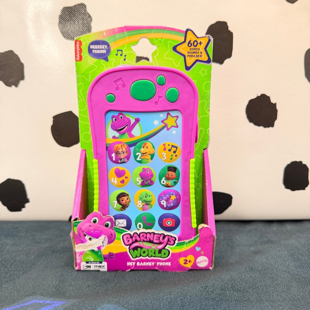 Fisher Price Barneys World Hey Barney Phone Toddler Musical Light Up Mattel NIB